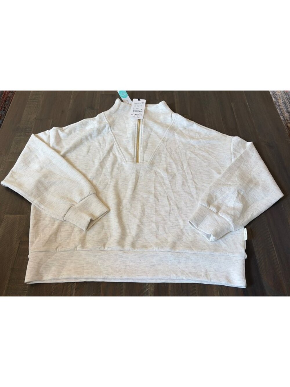Varley Hawley Half Zip Sweatshirt Size Large NWT Off White/ Grey